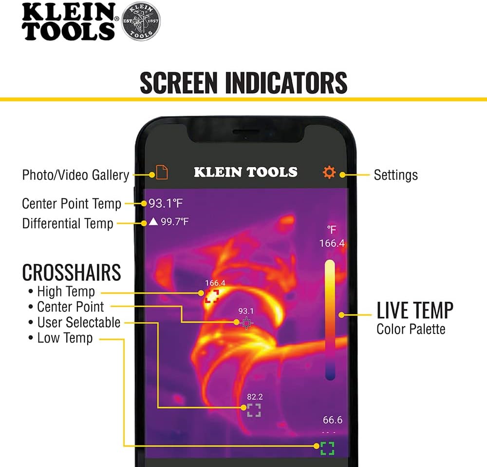 KLEIN TOOLS Klein Tools TI222 Thermal Imager for iOS Devices, 10,800 Pixels