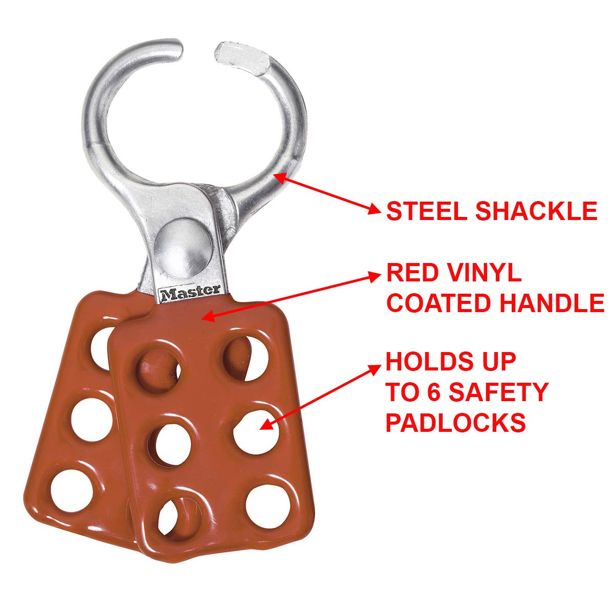 MASTER LOCK Master Lock 416 Lockout Tagout Safety Hasp Red 1 Inch Jaw Diameter