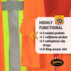 Pioneer V1021150U-M Hi-Vis Safety Vest Medium StarTech Reflective Tape 4 Pockets