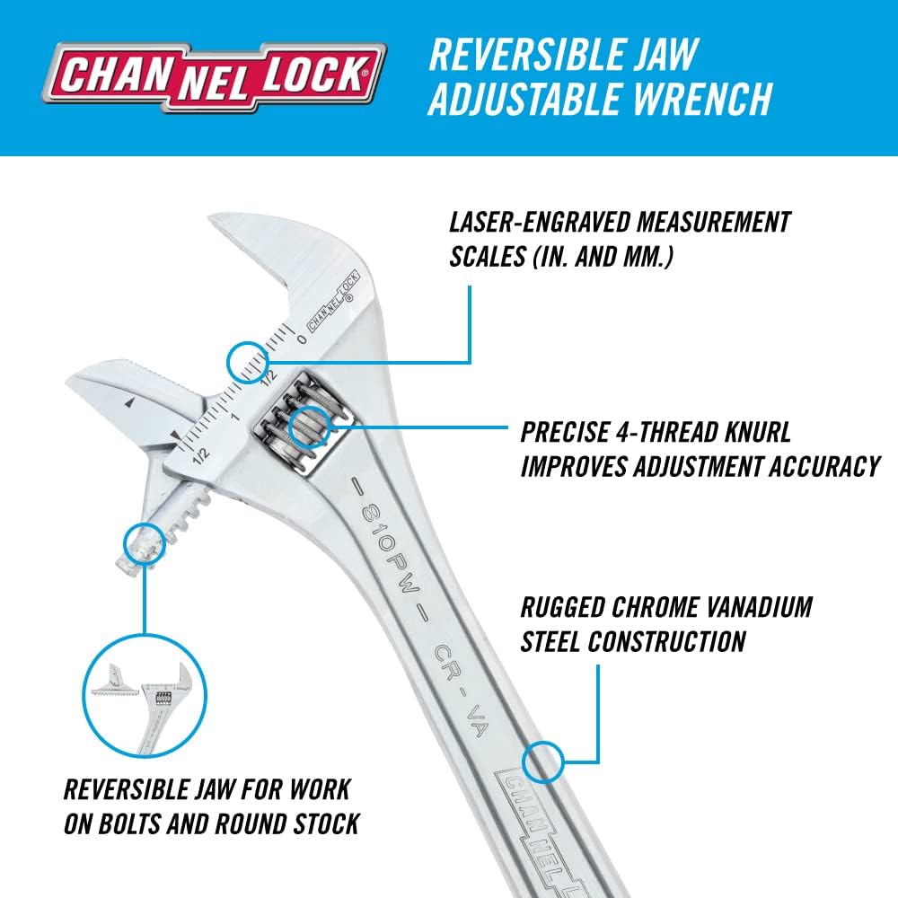 CHANNELLOCK Channellock 810PW 10 Inch Reversible Jaw Adjustable Wrench