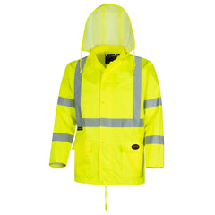 Pioneer V1080360U-3XL High Visibility Rain Gear Safety Jacket and Bib Pants Hi Vis Waterproof Reflective PVC Work Suit for Men 3X-Large Orange and Yellow Green