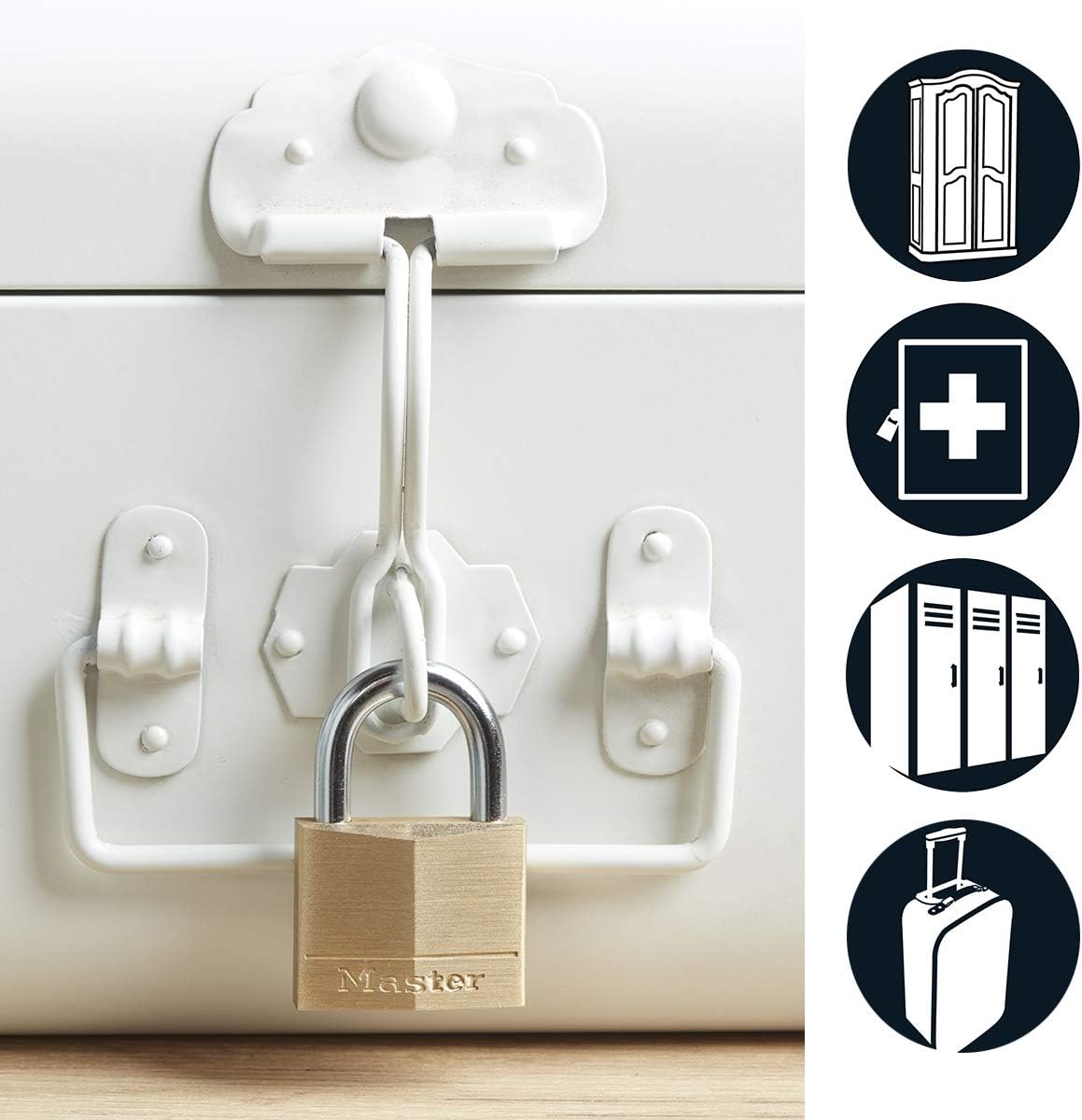 MASTER LOCK Master Lock 140T Solid Brass Padlock with Key, 2 Pack, Keyed-Alike