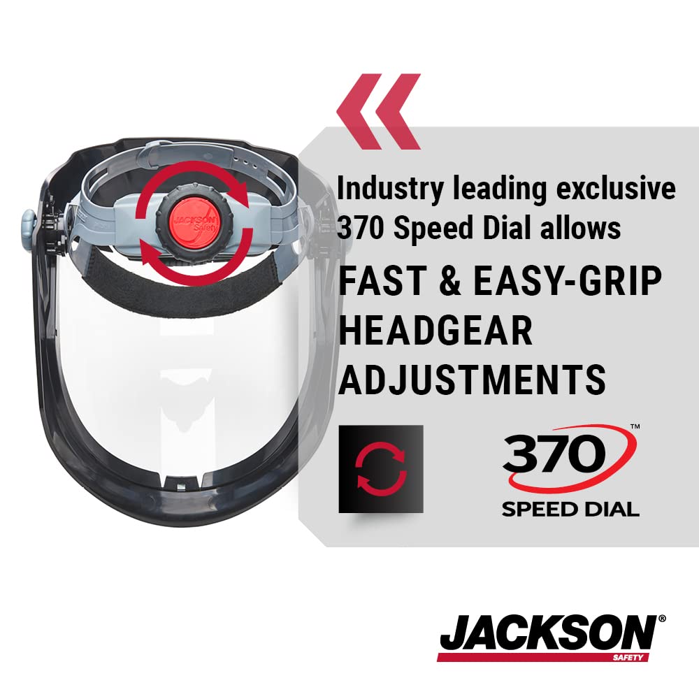 JACKSON SAFETY Jackson Safety 14201 MAXVIEW Premium Face Shield Lightweight with 370 Speed Dial Ratcheting Headgear Anti Fog Coating