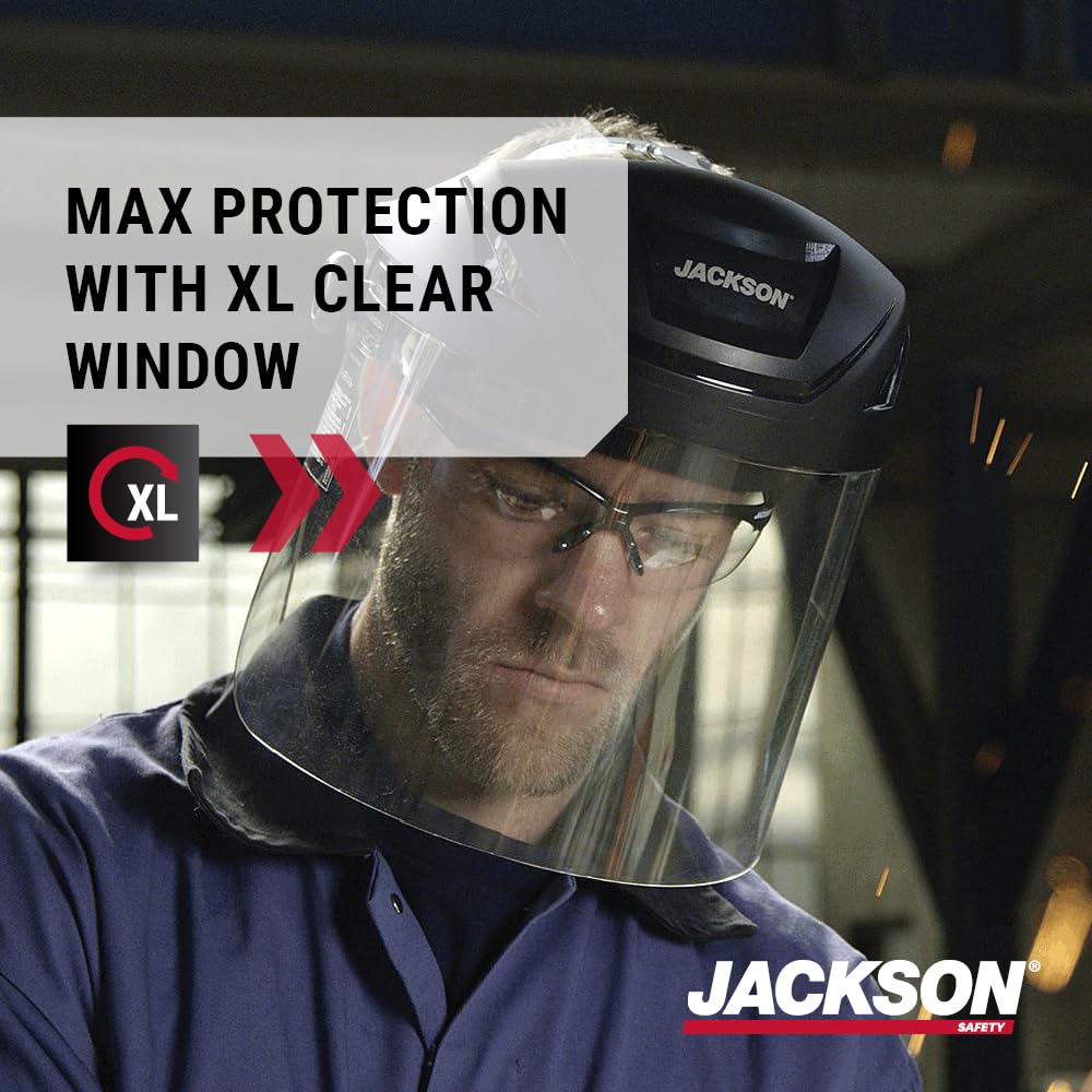 JACKSON SAFETY Jackson Safety 14262 F4XP Crown Face Shield Ratcheting Safety Headgear Clear Anti-Fog Polycarbonate Window
