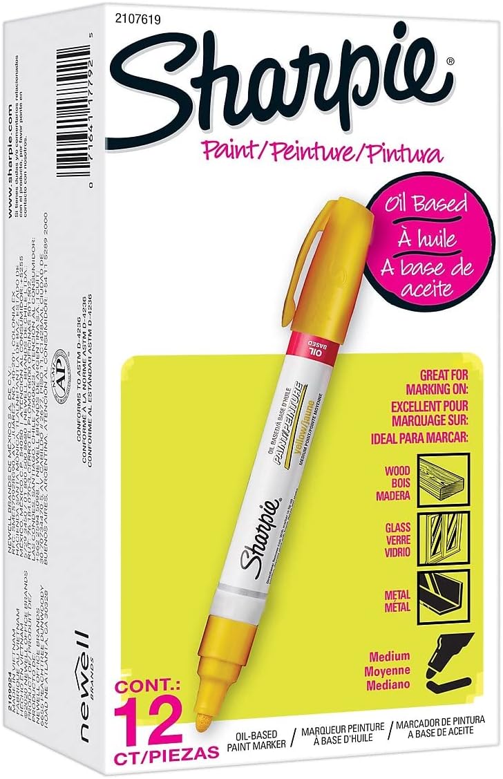 SHARPIE Sharpie 2107619 Oil-Based Paint Markers Medium Tip 12-Pack Yellow