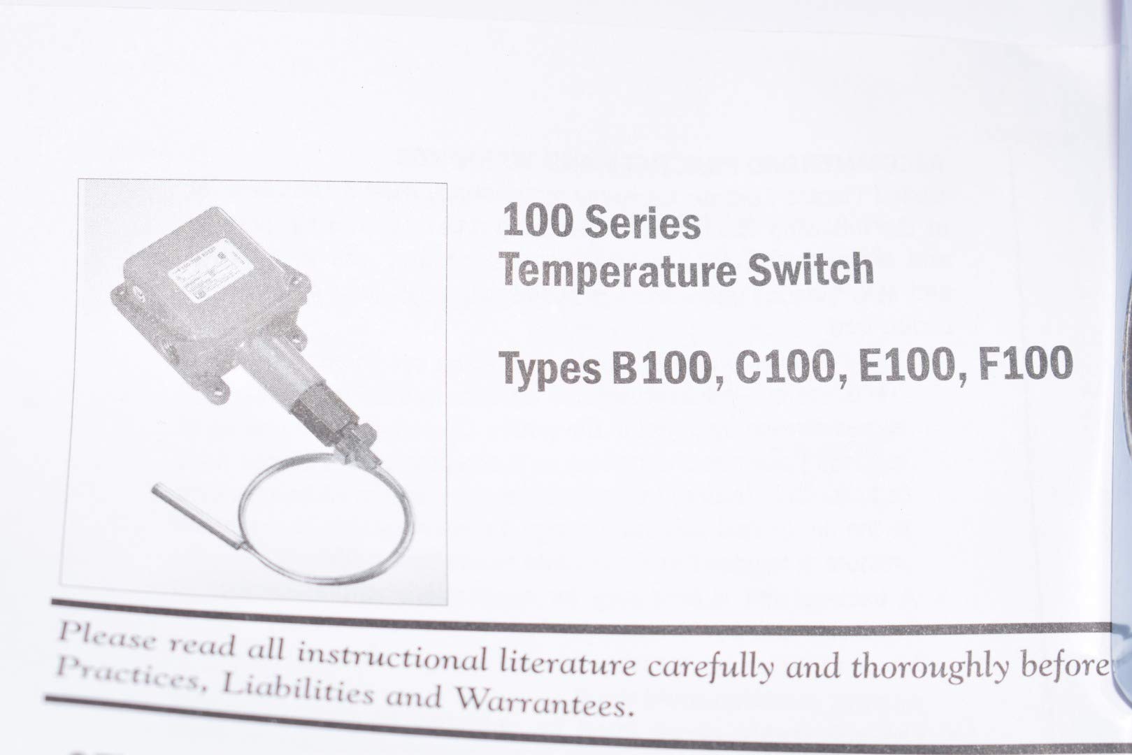 UNITED ELECTRIC CONTROLS United Electric B100-120 Temperature Controller SPDT 0-225F NEMA 4X