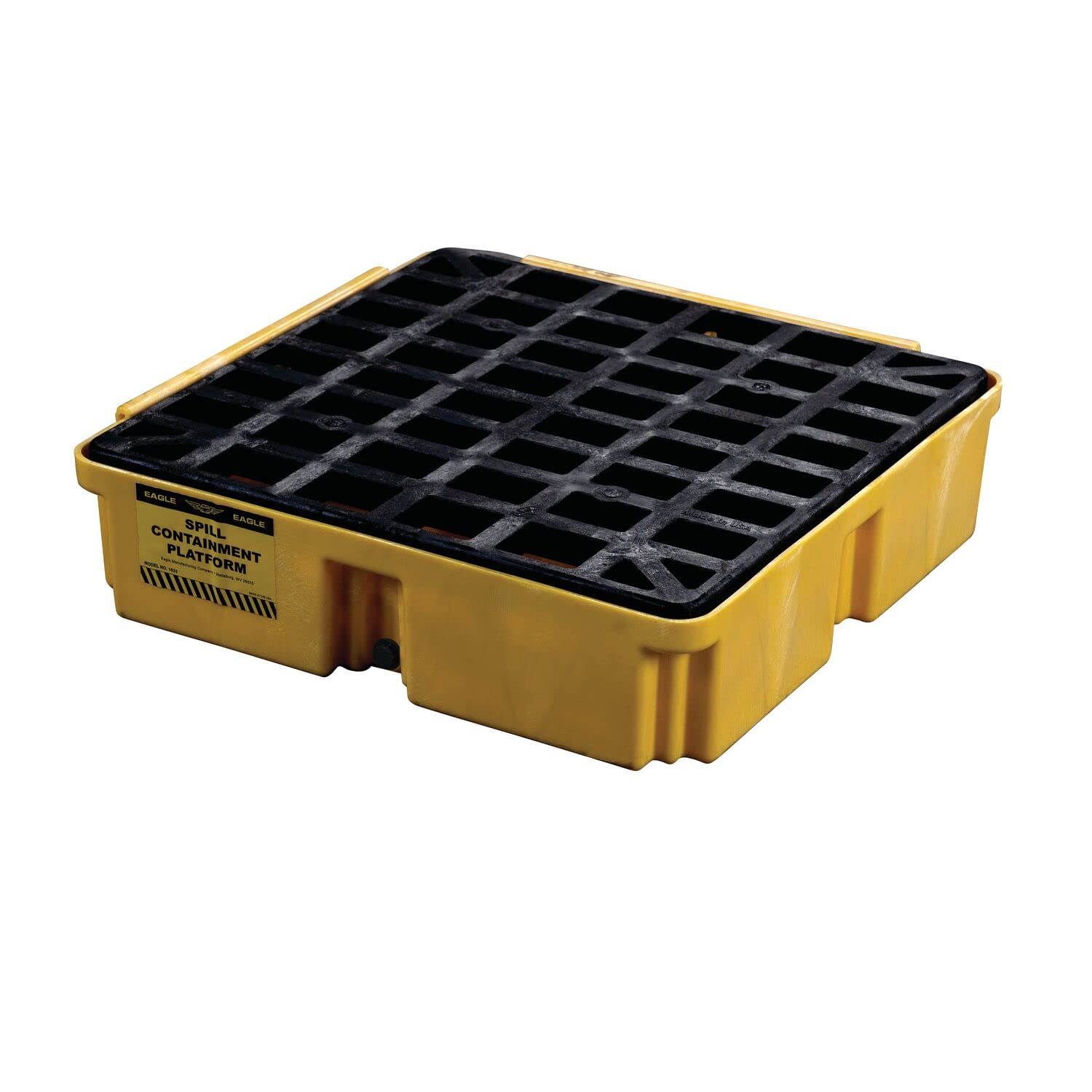 EAGLE GASKET AND PACKING Eagle 1633D Drum Modular Spill Platform with Drain 2000 lbs Yellow