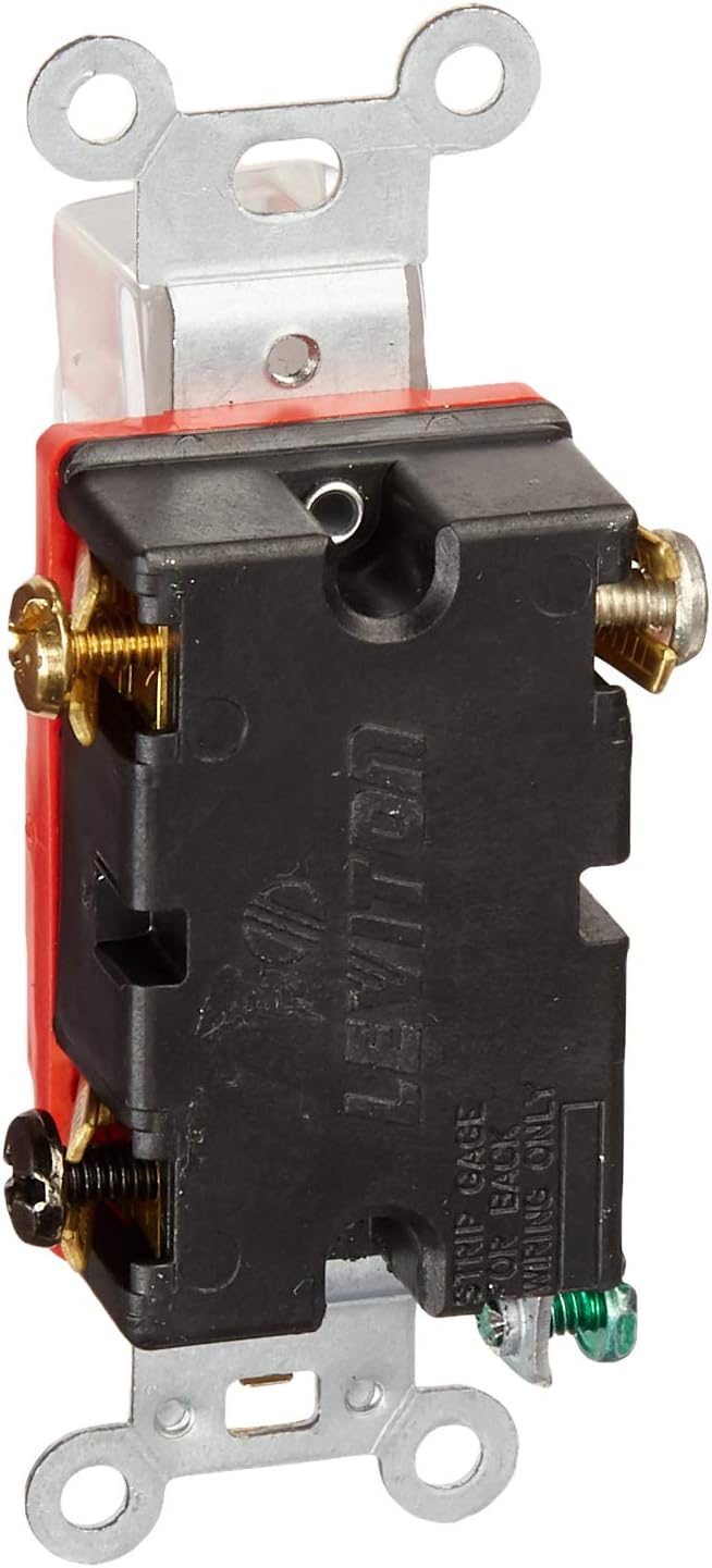LEVITON Leviton 1221-PLR Toggle Pilot Light 20-Amp 120 Volt Self Grounding
