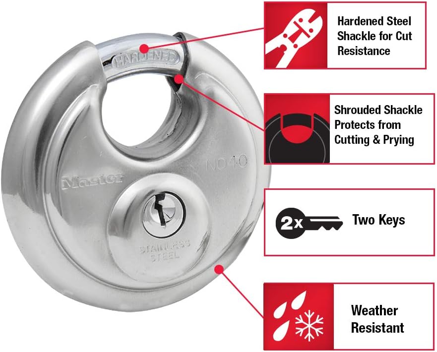 MASTER LOCK Master Lock 40DPF Stainless Steel Discus Padlock with Key