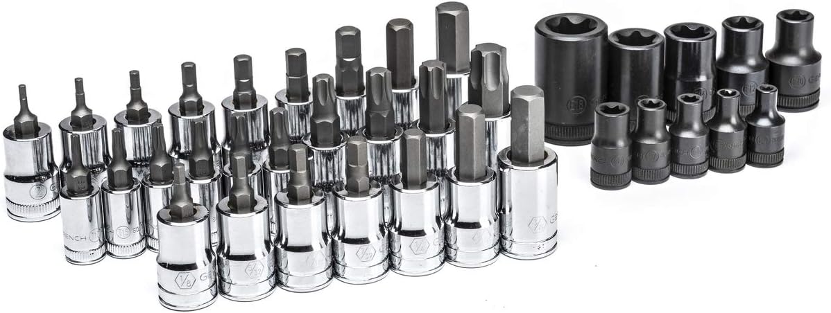 GEARWRENCH GearWrench 80726 36 Pc. 1/4, 3/8 & 1/2 Drive Bit Socket Set Standard Hex E-Torx & Torx SAE Metric