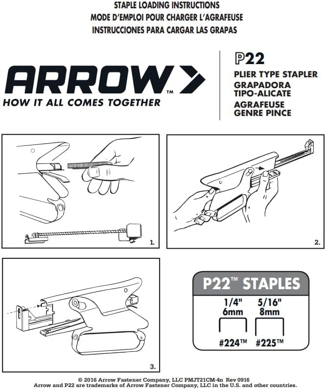 ARROW FASTENER Arrow Fastener P22 Heavy Duty Handheld Plier Stapler for Crafts, Office, and Insulation, Uses 1/4-Inch and 5/16-Inch Staples