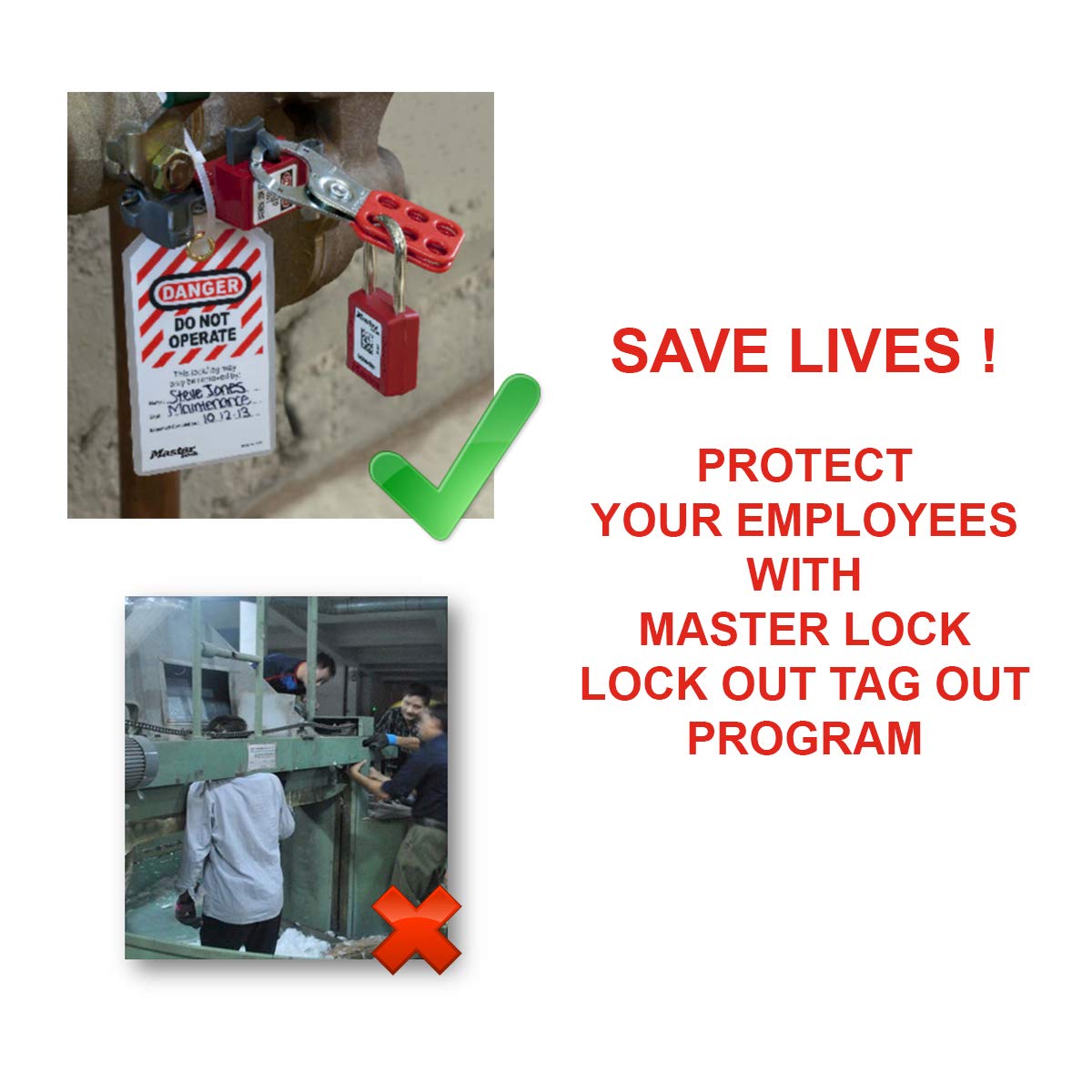 MASTER LOCK Master Lock 483 Lockout Tagout Rotating Gate Valve Lockout Red