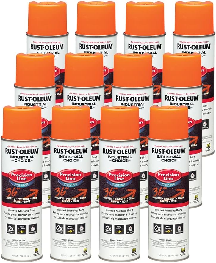 RUST-OLEUM Rust-Oleum 203036 M1800 Fluorescent Orange Gloss 17 OZ. Spray - 12 Pack