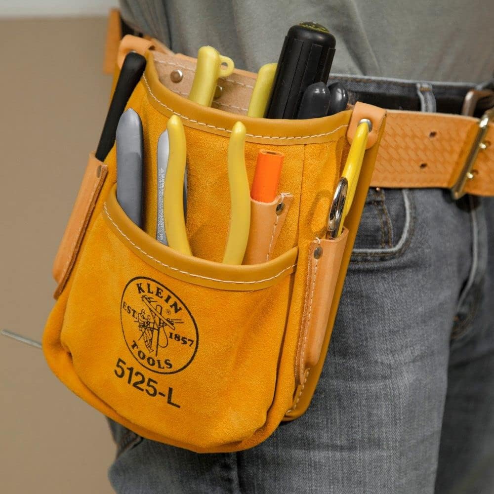 KLEIN TOOLS Klein Tools 5125L Pocket Tool Pouch with Tape Thong, Leather