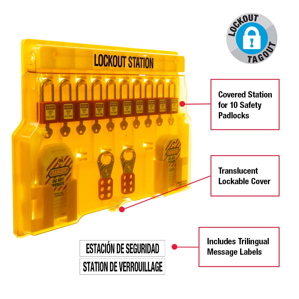 MASTER LOCK Master Lock 1483BP410 Lockout Tagout Padlock Station, Yellow