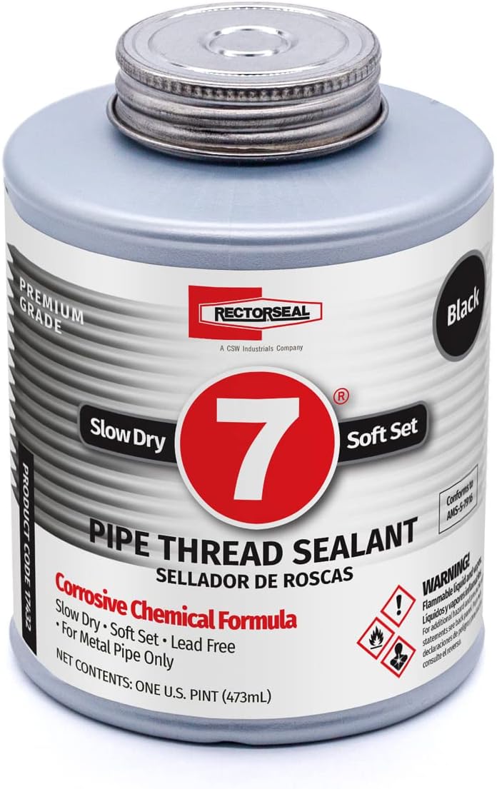RECTORSEAL Rectorseal 17432 No. 7 Pipe Thread Sealant 1 Pint Brush Top Can Black