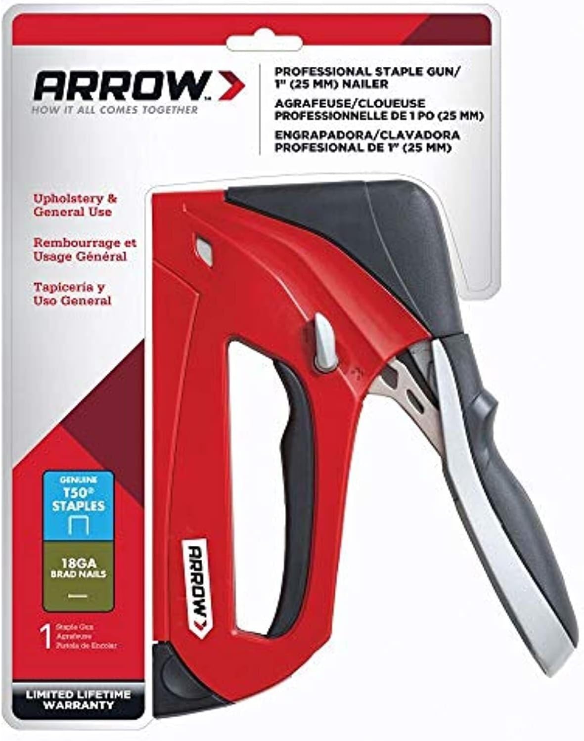 ARROW FASTENER Arrow Fastener T50RED Pro Staple Gun Ergonomic Heavy-duty