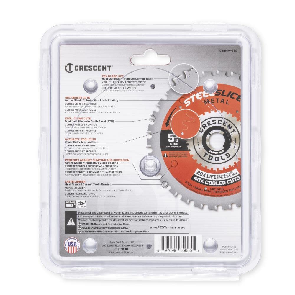 CRESCENT Crescent CSBMM-530 SteelSlicer Medium Metal Circular Saw Blade 5-3/8 x 30T