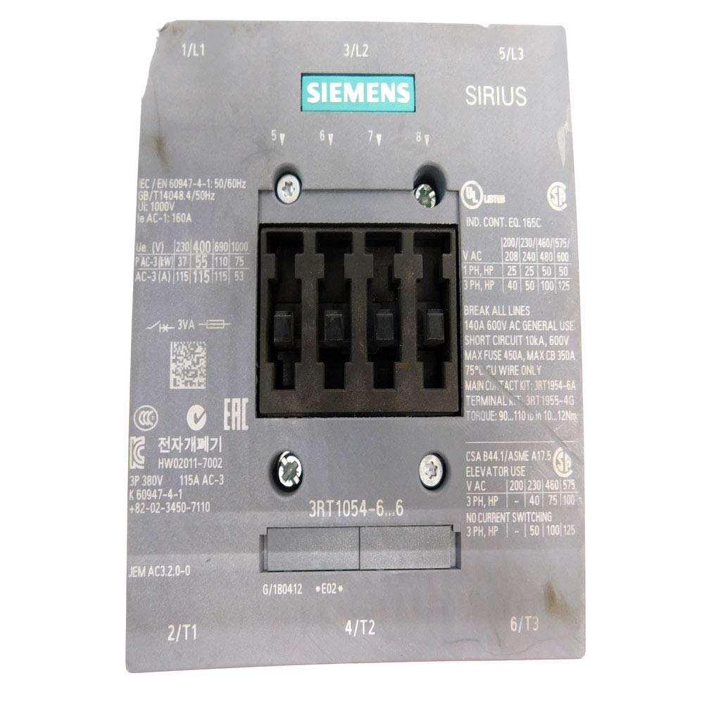 SIEMENS Siemens 3RT1054-6AF36 IEC Magnetic Contactor AC-3 115 A (55 kW) 110 to 127 V AC/DC