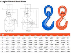 Campbell 3953115PL Latched Swivel Hoist Hook Size 11 Painted Orange