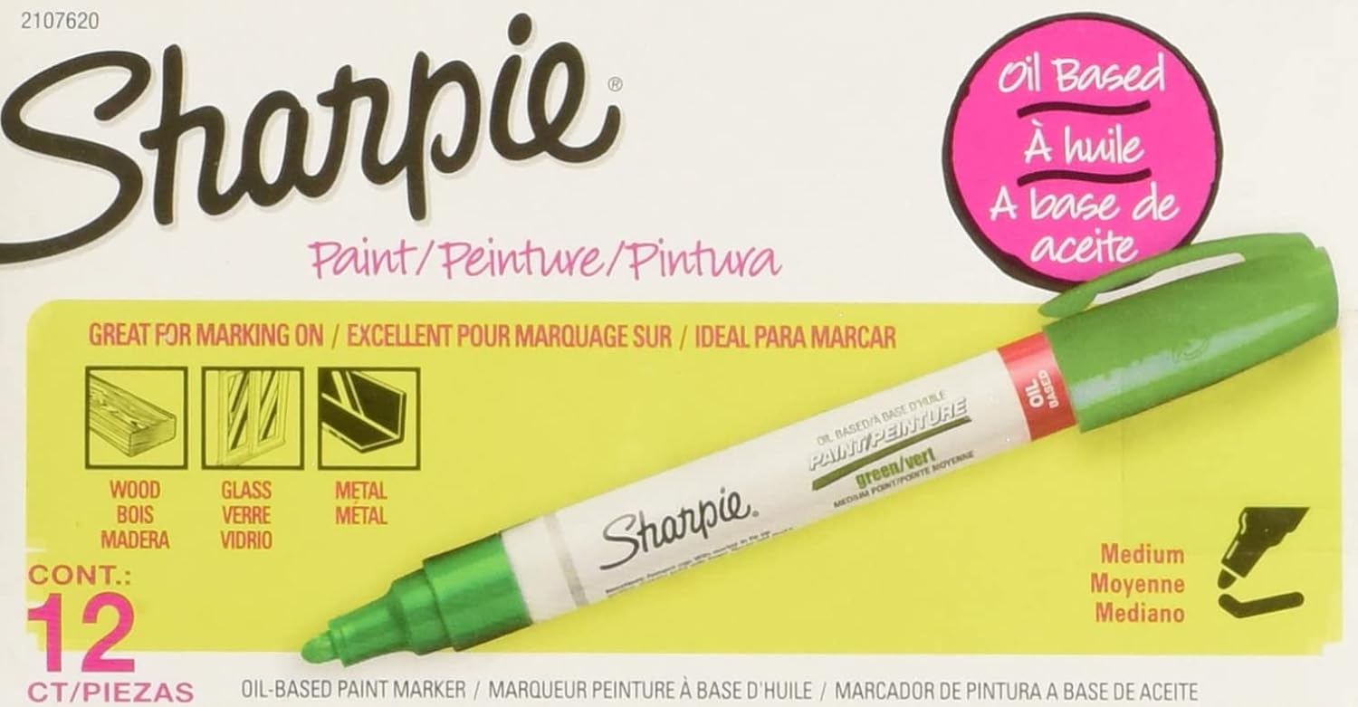 SHARPIE Sharpie 2107620 Oil-Based Paint Markers, Medium Tip, 12-Pack, Green