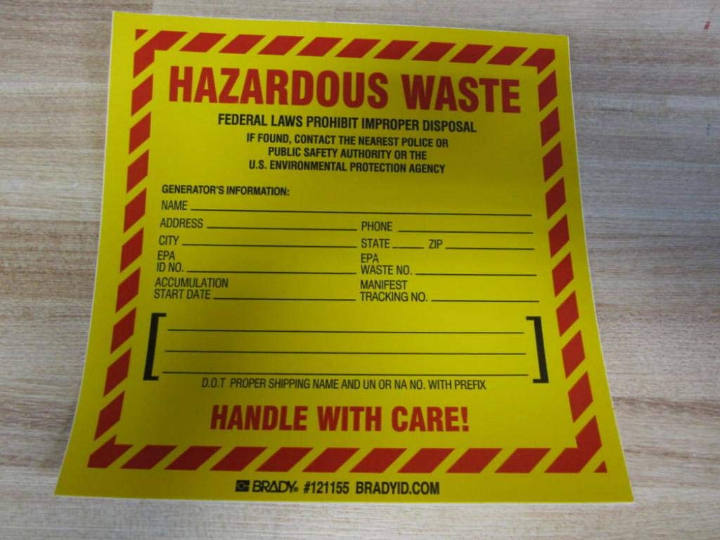 BRADY Brady 121155 Hazardous Waste Label 6 in (Pack of 50)