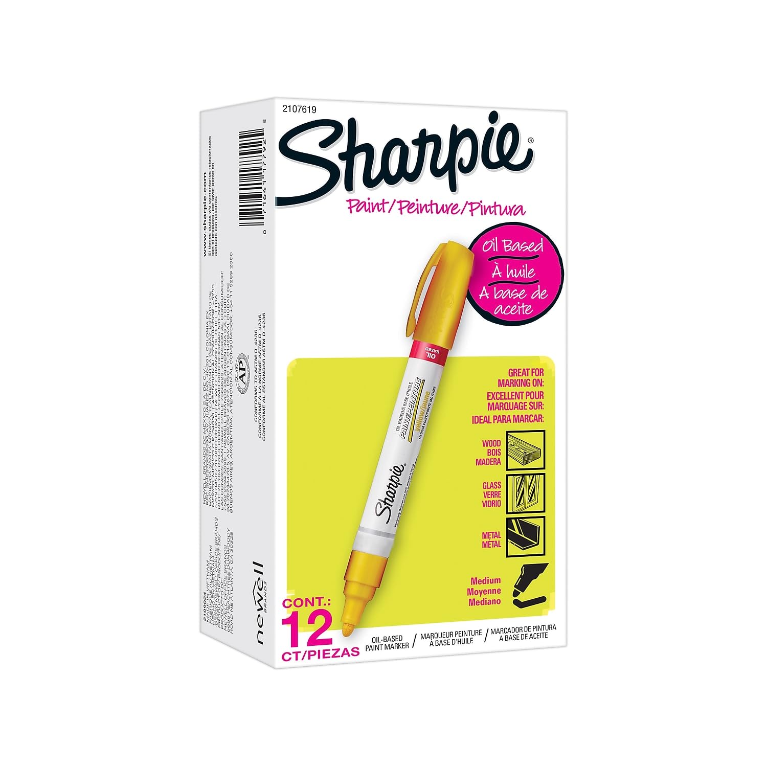 SHARPIE Sharpie 2107619 Oil-Based Paint Markers Medium Tip 12-Pack Yellow