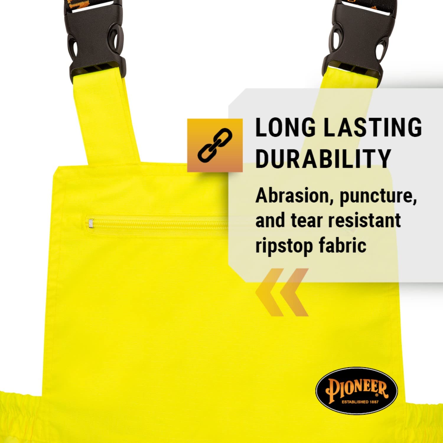 PIONEER Pioneer V1200461U-XL Ripstop High Visibility Bib Pant Safety Rain Gear Waterproof Reflective Overalls