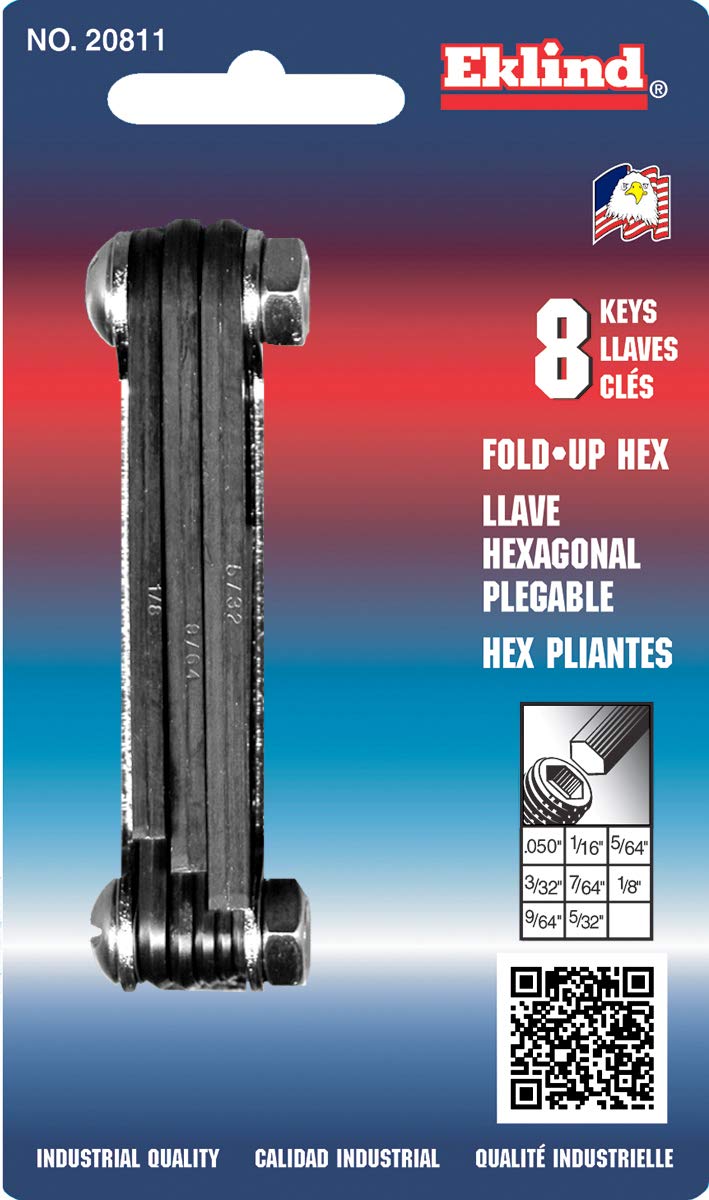 EKLIND TOOL Eklind 20811 Steel Handle Fold-up Hex Key Allen Wrench Set SAE Inch Sizes .050-5/32
