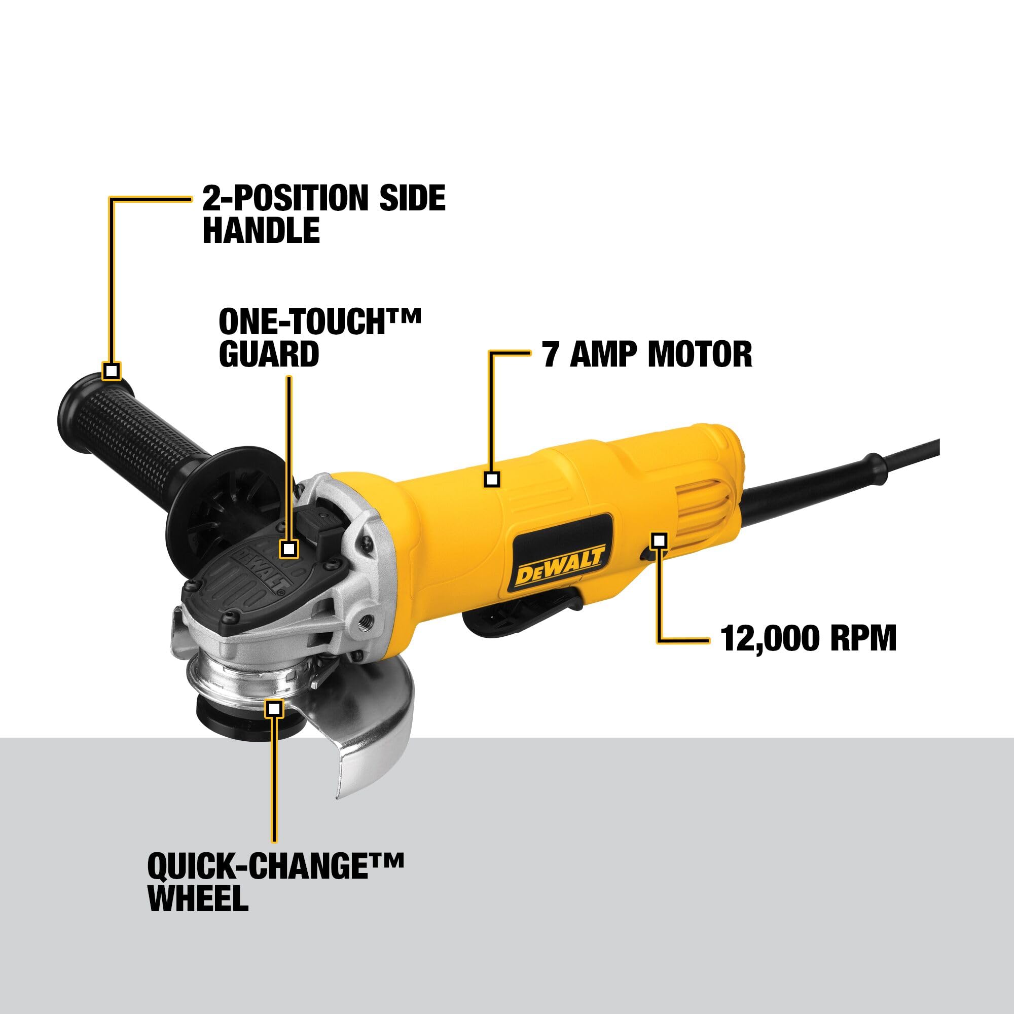 DEWALT DeWalt DWE4012 4.5-Inch Paddle Switch Small Angle Grinder 7 Amp