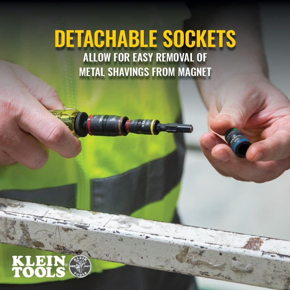 KLEIN TOOLS Klein Tools 32767 Impact Driver, 3-in-1 Impact Flip Socket and Bit Holder, 1/4-Inch and 5/16-Inch Hex Drivers, 5-Inch Length
