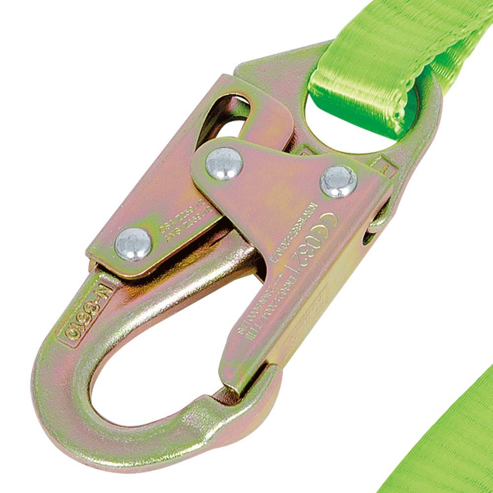 PEAKWORKS Peakworks V815404 Fall Protection Restraint Lanyard with Webbing and 2 Snap Hooks 4 ft Length Green