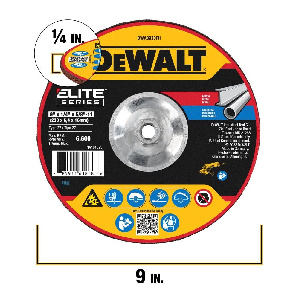 DEWALT DEWALT DWA8933FH XP Ceramic Grinding Wheel 9 X 1/4 X 5/8-11