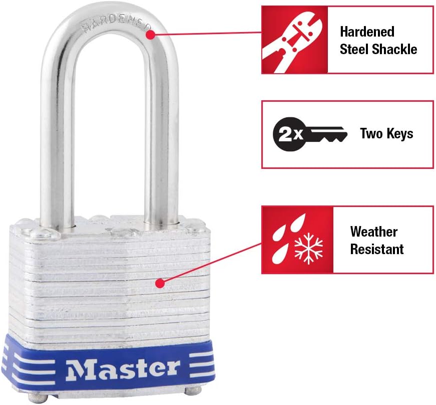MASTER LOCK Master Lock 3DLF Long Shackle Padlock 1.5 Inch Shackle