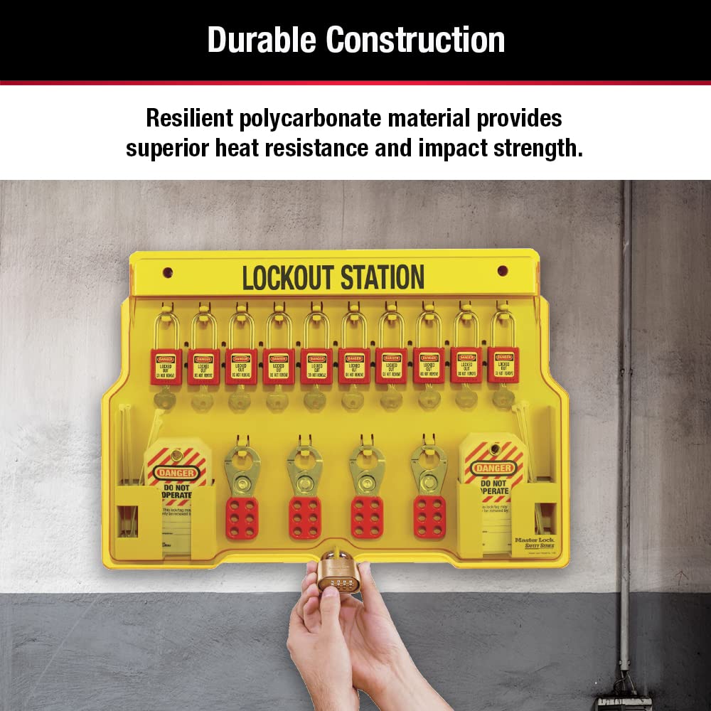 MASTER LOCK Master Lock 1483BP410 Lockout Tagout Padlock Station, Yellow
