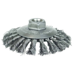 Weiler 13476 Dualife 5/8-11 Arbor Steel Knot Wire Bevel Brush 4-1/2 inch Diameter 3/8 inch Face Width