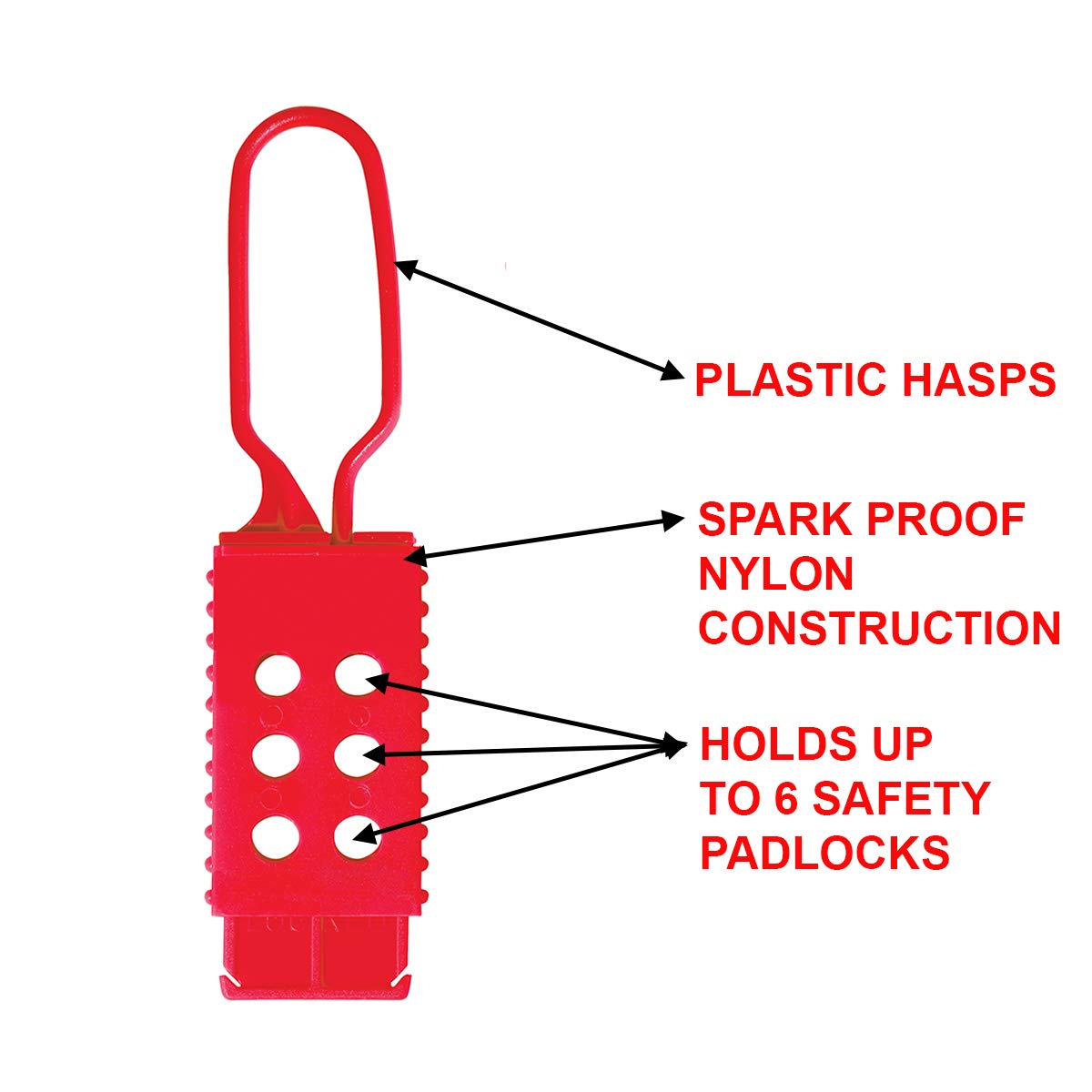 MASTER LOCK Master Lock 428 Plastic Lockout Hasp 6 Padlocks Red