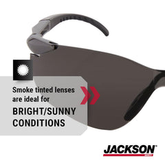 Jackson Safety 50028 SGf Safety Glasses Pack of 12 Hardcoat Anti Scratch Smoke Lenses Gunmetal Frame