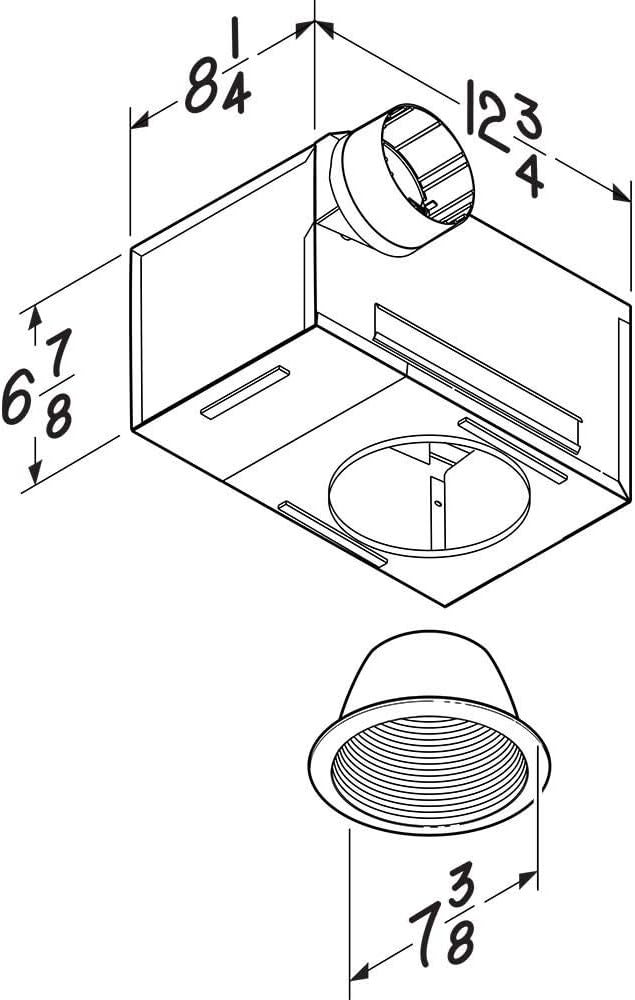 BROAN-NUTONE Broan 744 Recessed Light Ventilation Fan 70 CFM 75 Watt White