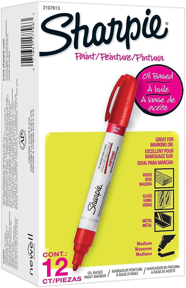SHARPIE Sharpie 2107613 Oil-Based Paint Markers Medium Tip 12-Pack Red