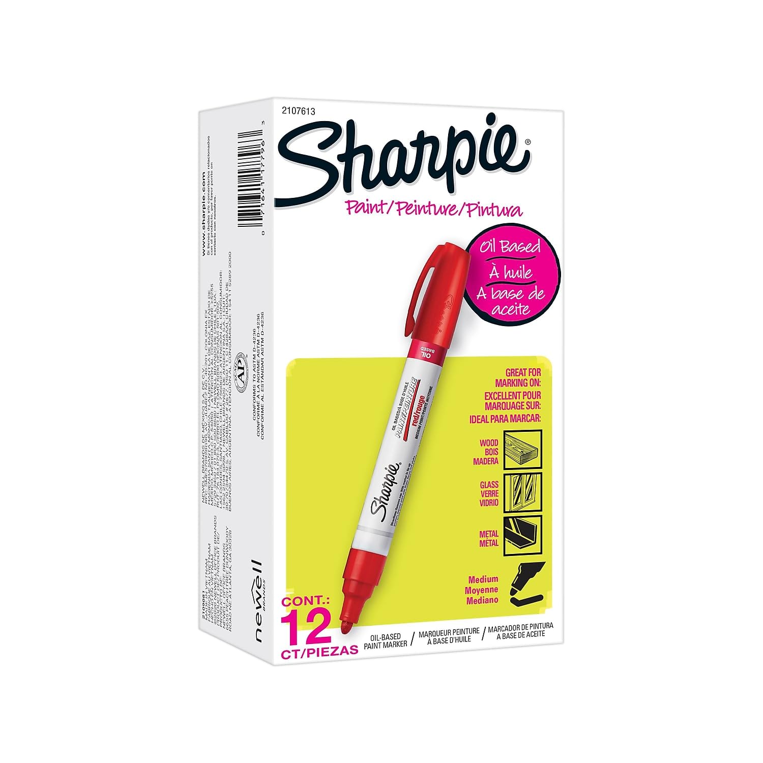 SHARPIE Sharpie 2107613 Oil-Based Paint Markers Medium Tip 12-Pack Red