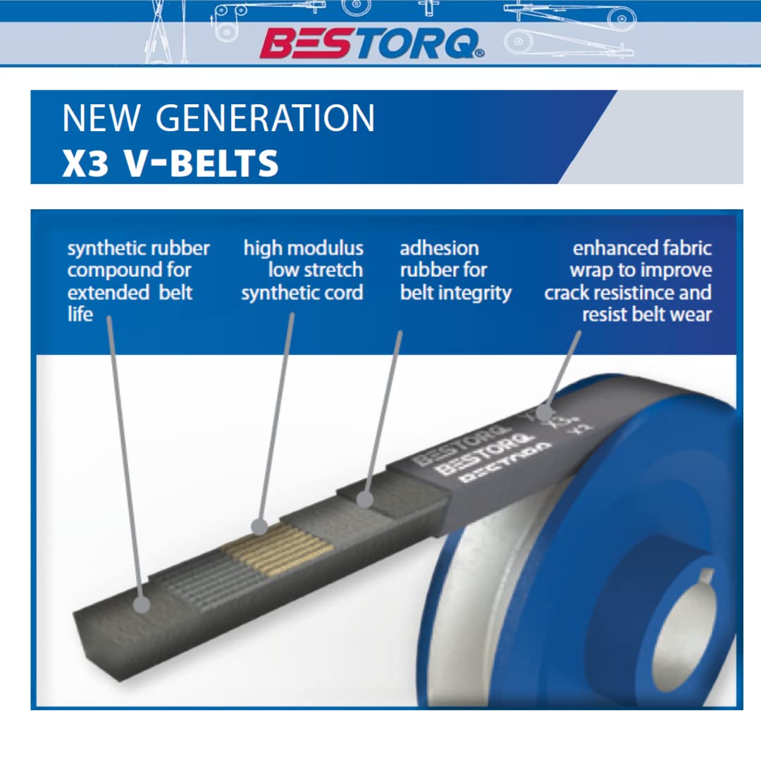 BESTORQ BESTORQ 3L180 Classic Wrapped Rubber V-Belt Black 18 inches Outside Circumference 10310 DO ALL MANUFACTURING