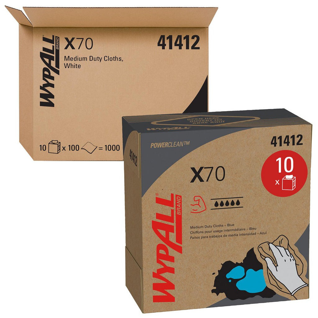 KIMBERLY-CLARK Wypall 41412 X70 Pop-up Shop Towels 100 Sheets Blue