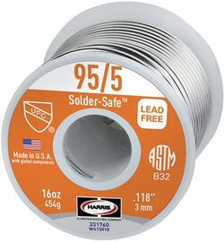 HARRIS Harris 331861 Tin Antimony Solid Core Solder 3/32 in 1 Lb