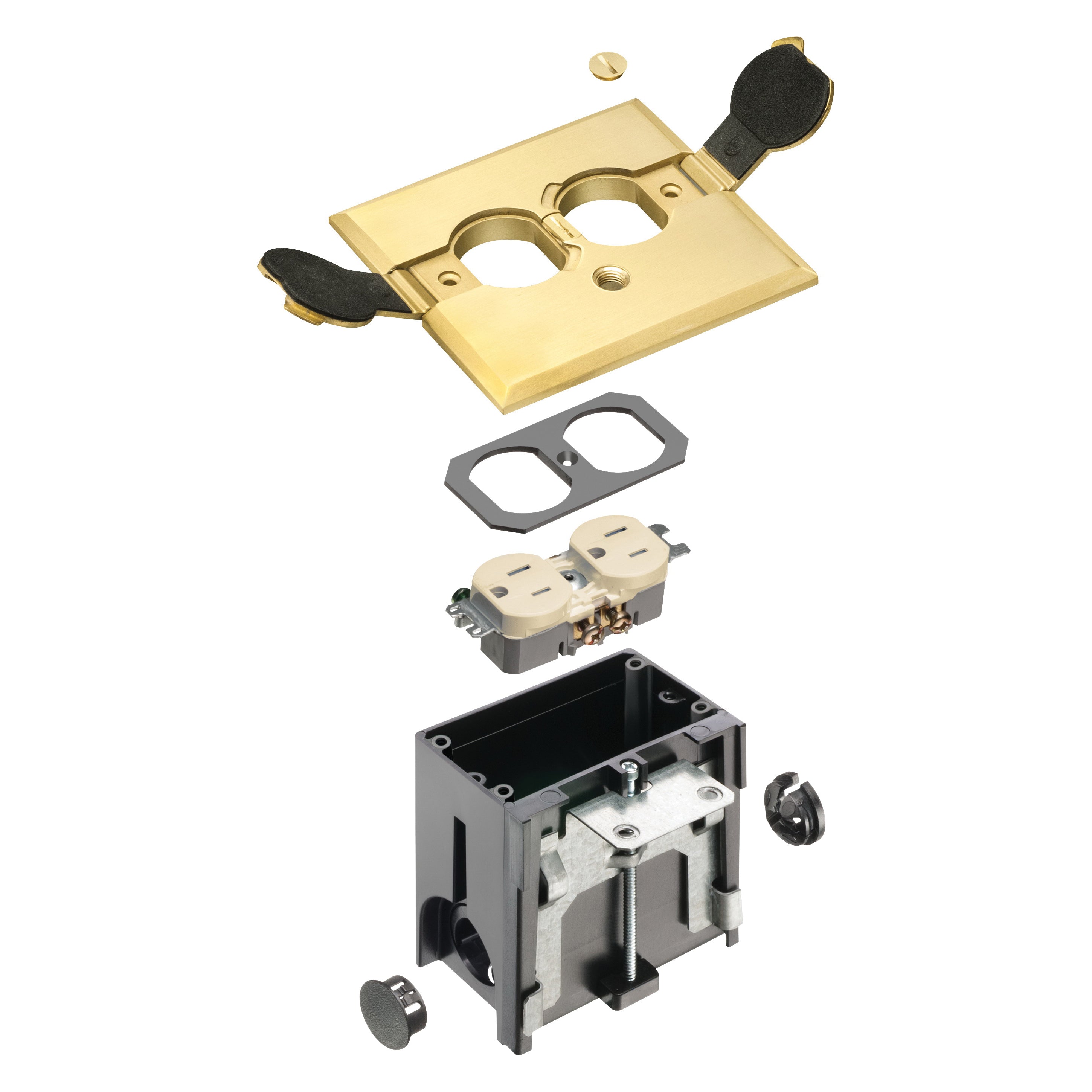 ARLINGTON Arlington FLBAF101MB Adjustable Floor Box With (2) Flip Lids