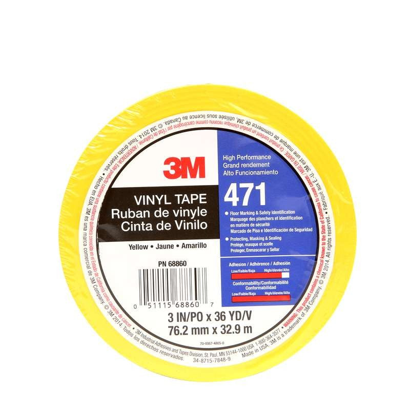 3M 3M 7100081928 Vinyl Tape 471 (3 in x 36 yd, 5.2 mil, 12 roll case) 7100081928-31180