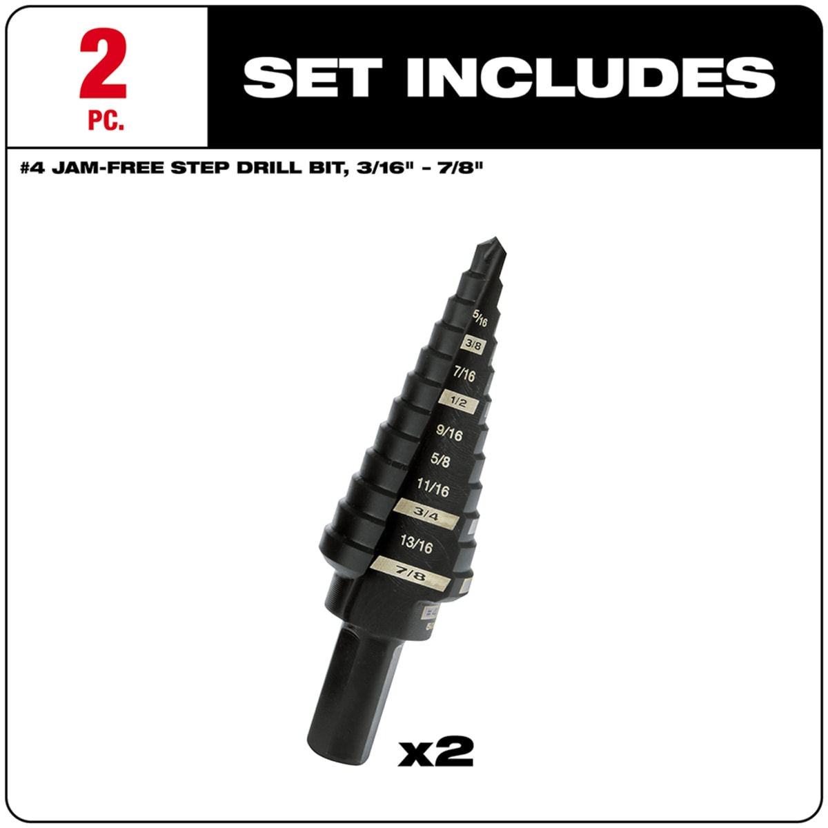 MILWAUKEE Milwaukee 48-89-9234 Step Drill Bit Set #4 Max Drill Bit Size 2 Pieces Black Oxide