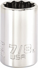 PROTO Proto J5428N 7/8 Inch 12-point 1/2 Drive Hand Socket