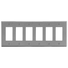 HUBBELL Hubbell Premise Wiring P266GY 6-gang Decorator Wallplate Gray