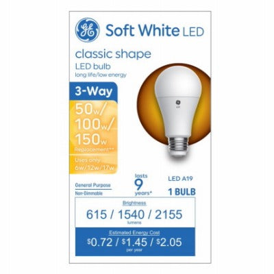 GE G E Lighting 93130566 3-way Led A19 Bulb 17W 2700K 6 Pack